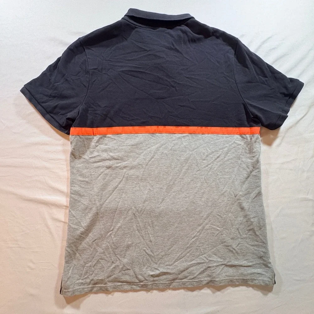Nike Polo Shirt Mens XL Black Grey Orange Colorblock Cotton Pique Golf Short Slv
